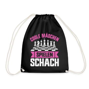 Schachspieler Coole Mädchen spielen Schach - Turnbeutel - Schwarz - Vorne