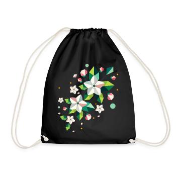 Geometric spring apple blossom branch - Drawstring Bag - black - Front