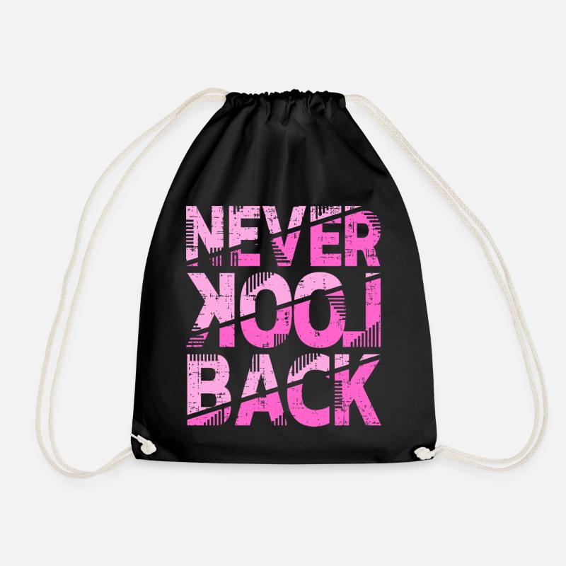 Never Look Back Motivationsdesign - Turnbeutel - Schwarz