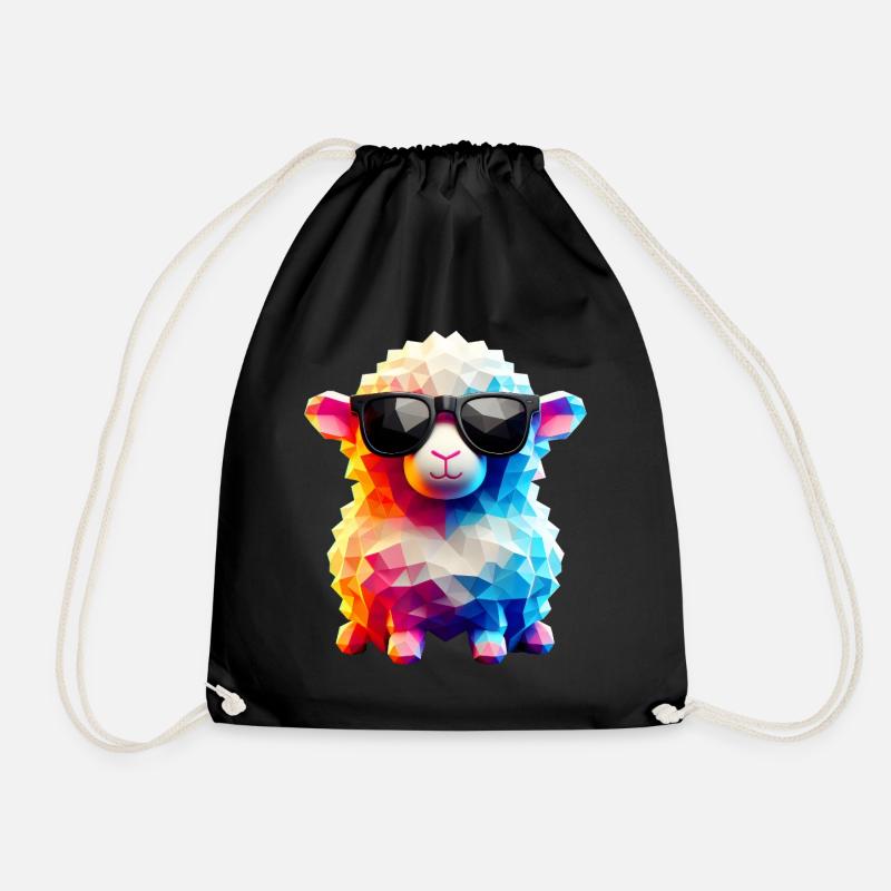Coole Lammfell-Sonnenbrille - Turnbeutel - Schwarz