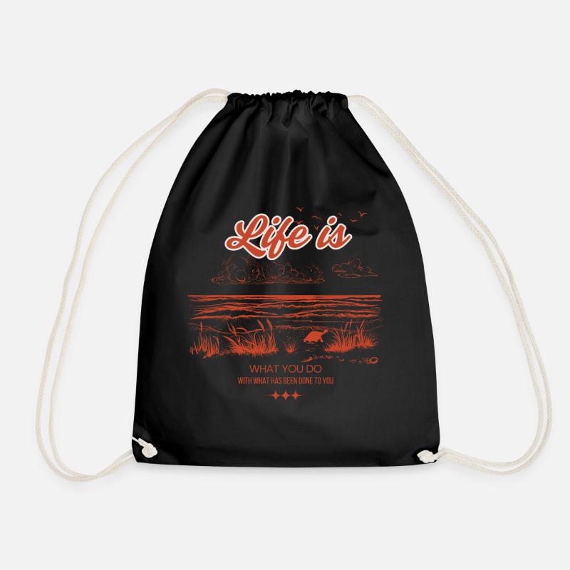 Life is what you do with what has been done to you - Drawstring Bag - black
