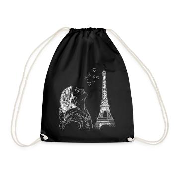 Paris Tour Eiffel France Femme Coeurs Line Art - Sac de sport léger - noir - Devant