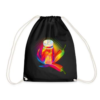 Colorful pepper shakers with hot chillies - Drawstring Bag - black - Front