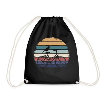 Vintage Retro Cyclisme Oiseau Vélo Cyclisme - Sac de sport léger - noir - Devant