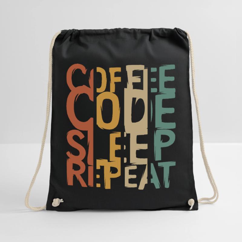 Coffee Code Sleep Repeat – Developer Design Drawstring Bag