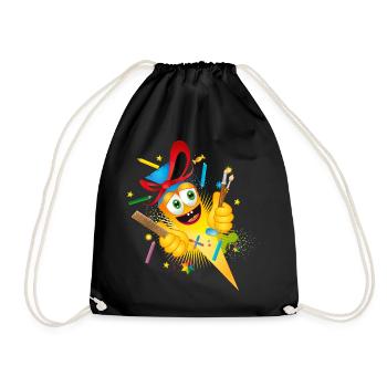 Funny comic school cone for school enrollment - Drawstring Bag - black - Front