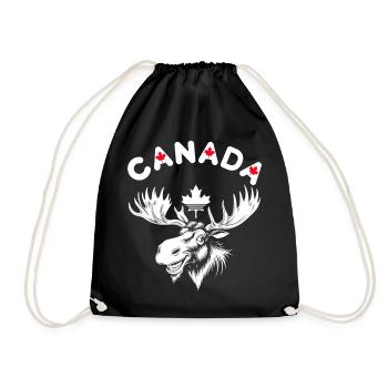 Drawing of a Canadian moose with maple leaves - Drawstring Bag - black - Front