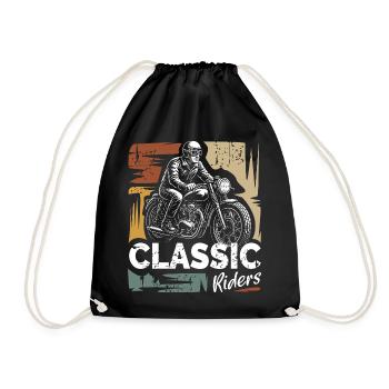 Classic Riders Vintage Motorrad Design - Turnbeutel - Schwarz - Vorne