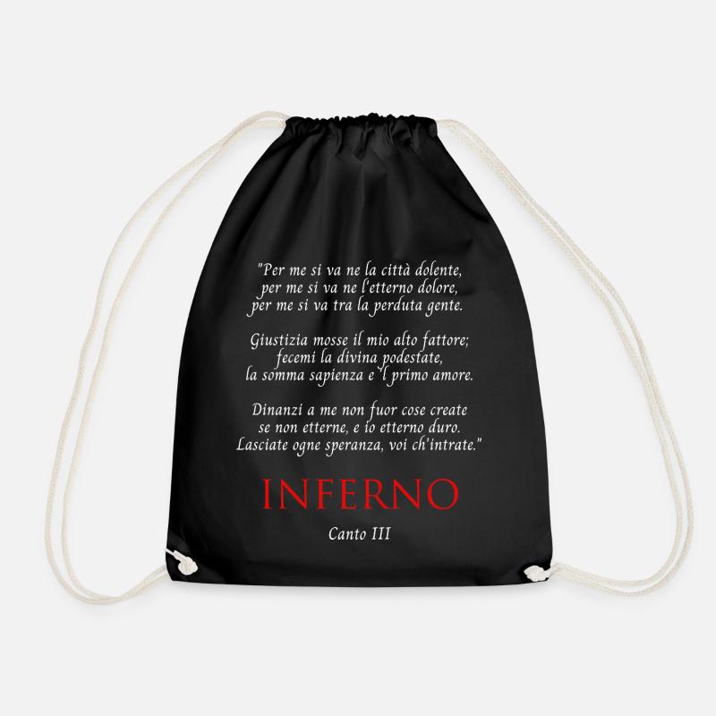 Inferno Canto III Divine Commedy Per me si va - Turnbeutel - Schwarz