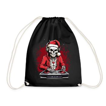 X-mas Skull-Dj  - Turnbeutel - Schwarz - Vorne