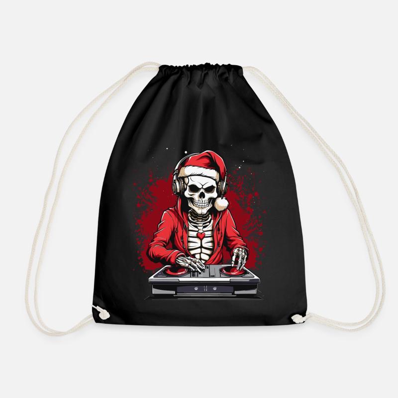 X-mas Skull Dj - Drawstring Bag - black