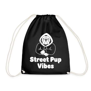 Street Pup Vibes Hoodie - Drawstring Bag - black - Front