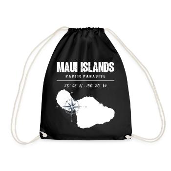 Maui Island Compass Design with Coordinates Vintage - Drawstring Bag - black - Front