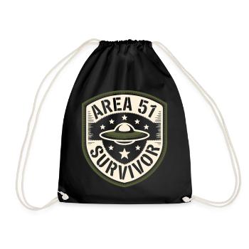 Funny Area 51 Survivor Alien UFO - Drawstring Bag - black - Front