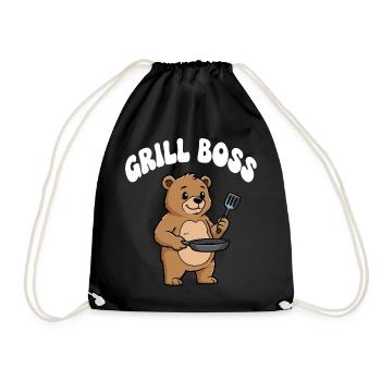 Grill Bear Cooking Design - Drawstring Bag - black - Front