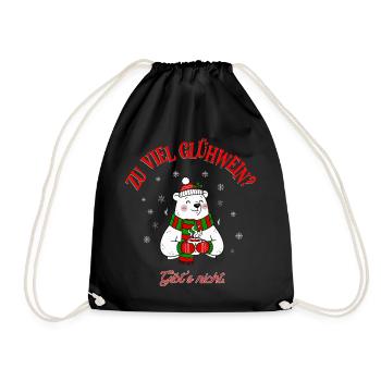 Weihnachten Glühwein Humor Eisbär Spruch - Turnbeutel - Schwarz - Vorne