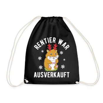 Lustiger Hamster Rentier war Ausverkauft  - Turnbeutel - Schwarz - Vorne