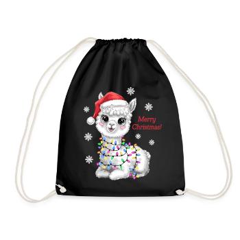 Alpaka Weihnachten Weihnachtspullover lustig süß - Turnbeutel - Schwarz - Vorne