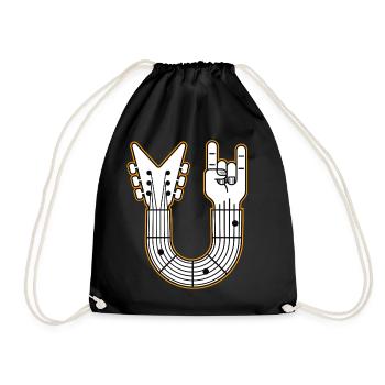 Guitar U Shape Rock Hand - Drawstring Bag - black - Front