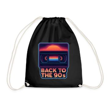 Back to the 90s VHS Kassette Retro - Turnbeutel - Schwarz - Vorne