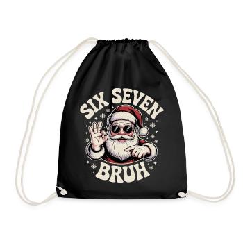Six Seven Bruh Cool Santa Christmas Birthday - Drawstring Bag - black - Front