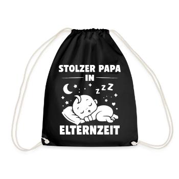Stolzer Papa in Elternzeit - Turnbeutel - Schwarz - Vorne