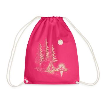 Nachtlager am Seewald mit Zelt - Turnbeutel - Fuchsia - Vorne