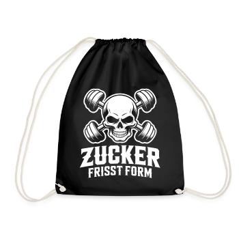 Skull Strength Gym Design Avoid Sugar - Drawstring Bag - black - Front