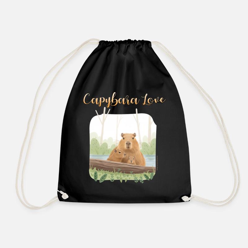 T-Shirt-Design „Capybara Love“ - Turnbeutel - Schwarz