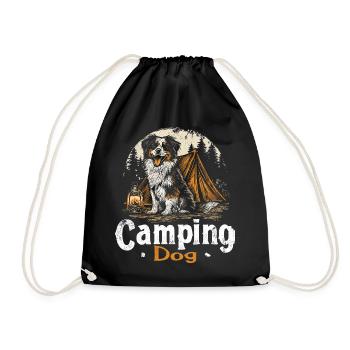 Camping Dog Saying Camping Dog Camper Gift - Drawstring Bag - black - Front