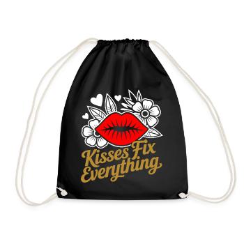 Kisses heal everything - Drawstring Bag - black - Front