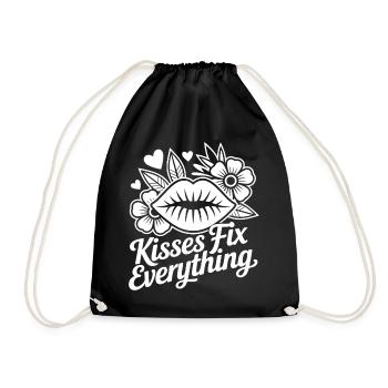 Kisses heal everything - Drawstring Bag - black - Front