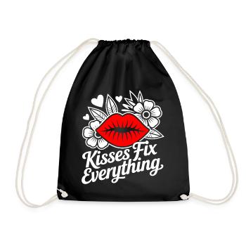 Kisses heal everything - Drawstring Bag - black - Front