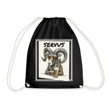 Beer mouflon - Drawstring Bag - black - Front