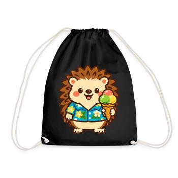 Igel mit Eis im Hawaii-Stil - Drawstring Bag - black - Front
