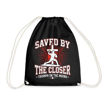 Saved By The Closer Christian Baseball Jesus - Drawstring Bag - black - Front