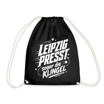 Leipzig presst sogar die Klingel - Turnbeutel - Schwarz - Vorne