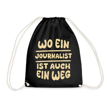 Geschenkidee Journalist - Turnbeutel - Schwarz - Vorne