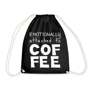 Emotionally Attached To Coffee, White - Drawstring Bag - black - Front
