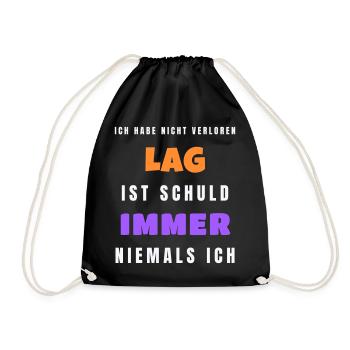 Lag ist schuld niemals ich - Gamer Spruch - Turnbeutel - Schwarz - Vorne
