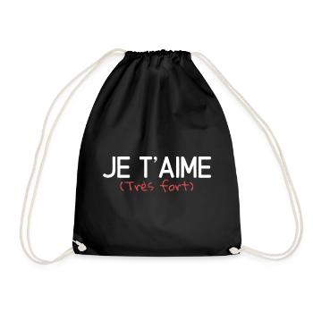 T shirt je t'aime très fort. Cadeau amour - Sac de sport léger - noir - Devant