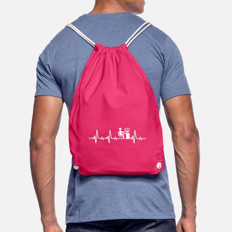 Programmer Heartbeat Computer Scientist code Drawstring Bag
