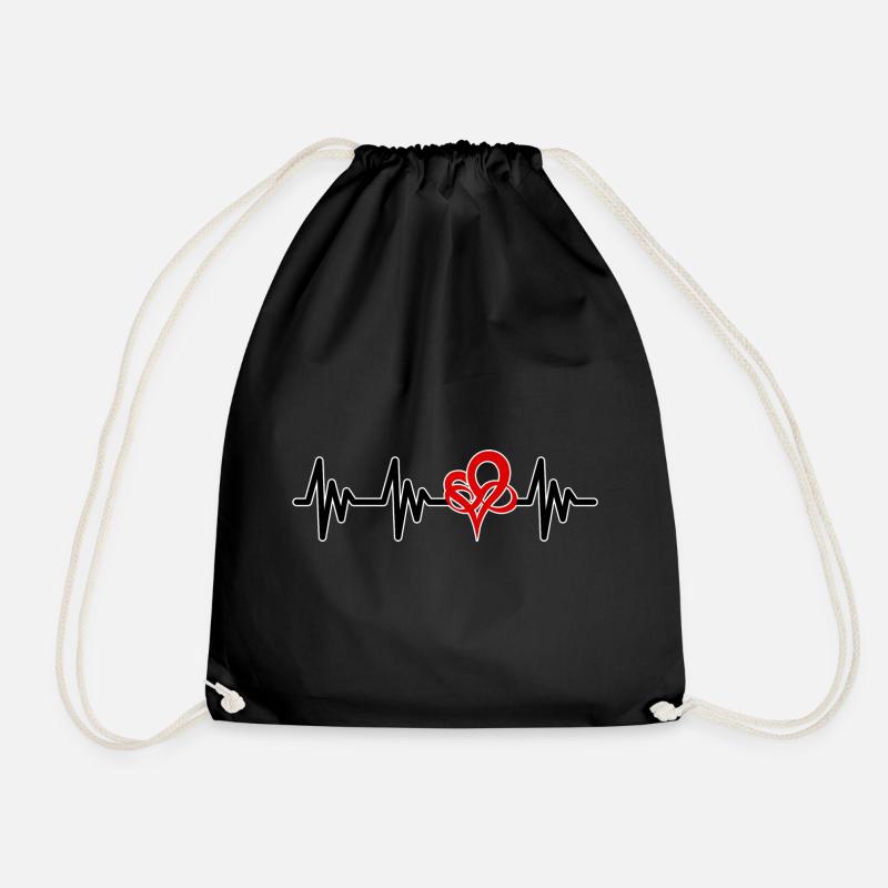 Herzschlag Liebe Infinity Heart Rotes Herz - Turnbeutel - Schwarz