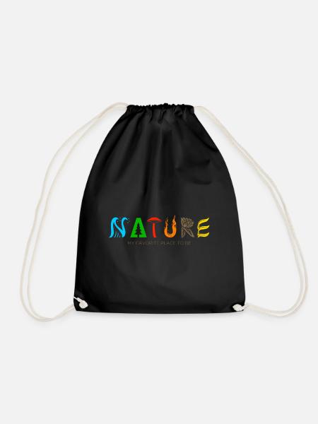 Wandern Nature Typographic Design - Turnbeutel - Schwarz