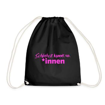 T-Shirt Gendersternchen T-Shirt *innen - Turnbeutel - Schwarz - Vorne