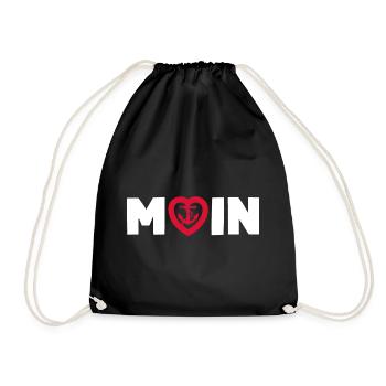 MOIN Herz Anker Norden Liebe - Turnbeutel - Schwarz - Vorne