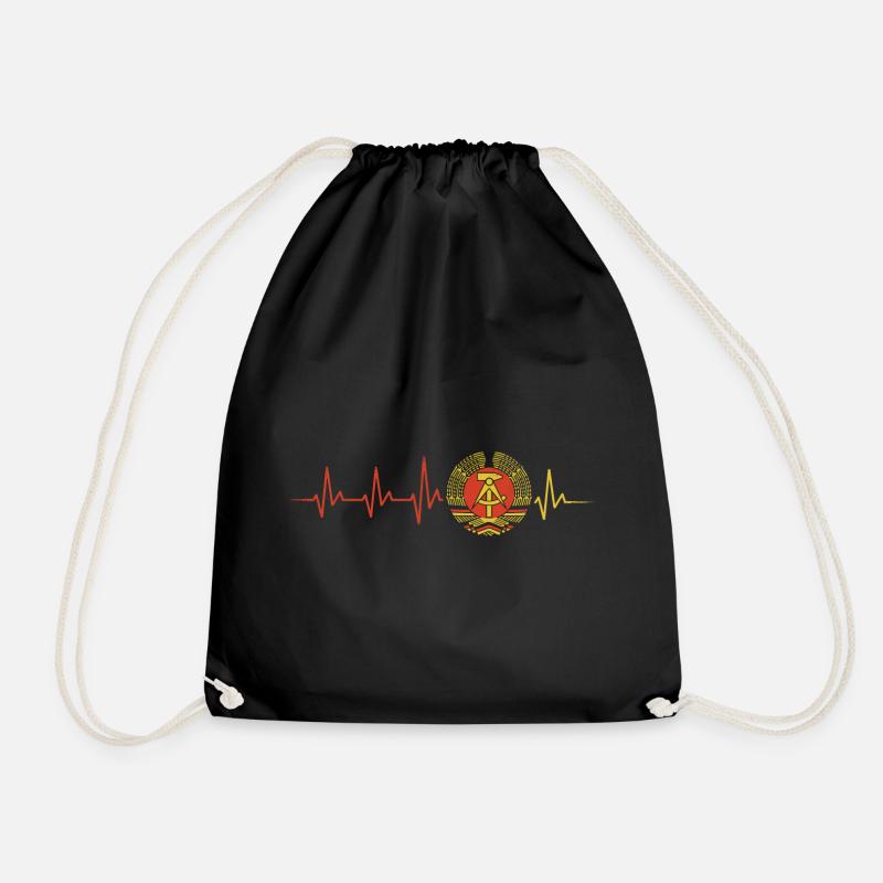 FLAGGE DDR HERZSCHLAG EKG OSTALGIE OSSI GESCHENK - Turnbeutel - Schwarz