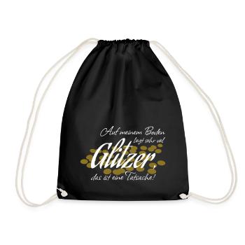 On the ground lies glitter fact saying gift - Drawstring Bag - black - Front