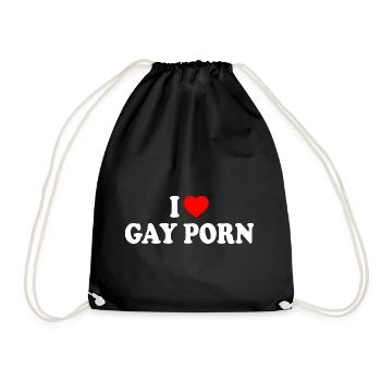 I love gay porn - Drawstring Bag - black - Front