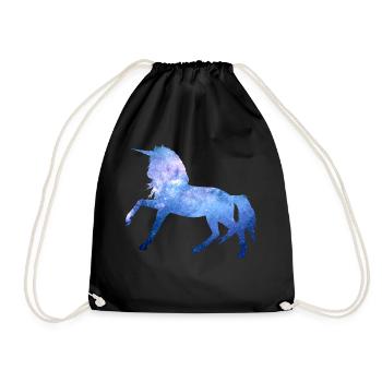 Einhorn Weltraum Universum Fabelwesen Geschenk - Turnbeutel - Schwarz - Vorne